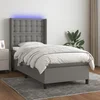 Krevet box spring s madracem LED tamnosivi 90x190 cm tkanina