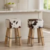 vidaXL Barski stol 2 kos Rjava in bela 44 x 33 x 74 cm Pravo usnje