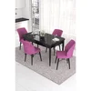 Hanah Home trpezarijski set Eva, sto na razvlačenje i 4 stolice, ploča u dekoru crnog mermera, ljubičasta tkanina Babyface