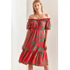 Bianco Lucci Womens Madonna Collar Elastic Waist Dress
