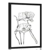 Plakat s paspartujem minimalistični cvetovi maka - 40x60 silver