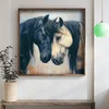 WallXpert uramljena MDF slika DOS039-50, crni i beli konj priljubljenih glava, 50 x 50 cm