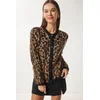 Happiness Istanbul Ženski kardigan sa leopard printom, Braon-crni