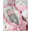 Bubamara037 Gnezdo za bebe sa karnerom Medvedić, Roze-Belo