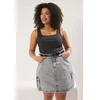 Trendyol Curve Anthracite Square Collar Rib Large Size Knitted Undershirt