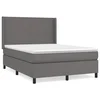 Vidaxl Box spring postelja z vzmetnico siva 140x190 cm umetno usnje