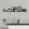 Opviq Zidna dekoracija European Cities Skyline, 120x29 cm, 1.5 mm, Crna