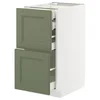 METOD / MAXIMERA Pod.orm.2front/2dnj/1srd/1vis.fiok, bela/Axstad sivozelena, 40x60 cm