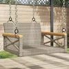 vidaXL Gugalna klop siva 63x62x40 cm poli ratan