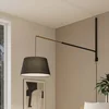 Stenska svetilka Lucande Beleza, višina 150 cm, raztegljiva, tekstil - Dnevna soba/jedilnica - Sodobni - črna, bela, zlata - Kovina