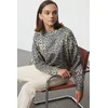 Trendyol Black Leopard Pattern Printed Crew Neck Knitwear Sweater