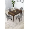 Hanah Home trpezarijski set Lia, sto na razvlačenje i 4 stolice, ploča u dekoru drveta Baroque, siva tkanina Babyface