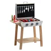 VEVOR Igralni žar za žar na leseni stojalo, vertikalni BBQ žar, 59x33,5x82 cm, črn
