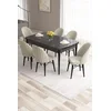 Hanah Home Set Trpezarijski sto i 6 stolica Roz, Krem-crni