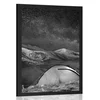 Plakat šotor nad nočnim nebom v črnobeli varianti - 40x60 silver
