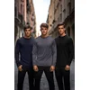 Trendyol 3-Pack Black-Navy Blue-Anthracite Regular/Normal Fit Basic 100% Cotton T-Shirt