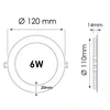 LED vgradni panel 6W 6000K 540lm IP20 + napajalnik črn