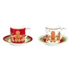 Set of 2 teacups with saucers, porcelain, 100 ml, Fancy Gingerbread