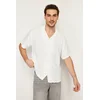Trendyol White Oversize Fit Summer Short Sleeve Linen Look Shirt