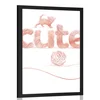 Plakat mačka z napisom Cute - 20x30 silver