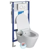 AVVA CLEANWASH Stenski WC brez oboda, vključno s pipo in bide pršilom s skritim splakovalnikom in gumbom Schwab, bela - Bela - 35,5x53 cm - Keramika - Classic - 355 - 530 - 14