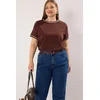 Trendyol Curve Ženska majica Tbbss25Bf00050, Braon