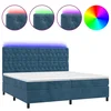 Vidaxl Box spring postelja z vzmetnico LED temno modra 200x200cm žamet