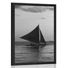 Plakat čudoviti sončni zahod pri morju v črnobeli varianti - 20x30 white