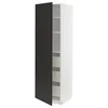 METOD / MAXIMERA Visoki element s fiokama, bela/Nickebo boja antracita, mat, 60x60x200 cm