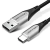 Vention Kabel USB 2.0 A na C, 2m,cotton braided, siva/aluminij