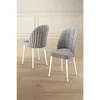 Hanah Home set trpezarijskih stolica Mara 6 kom, siva tkanina Babyface, bele metalne noge