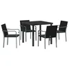 Vrtni set za objed 5 pcs Crna i Siva PE ratan