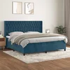 shumee Box spring postelja z vzmetnico temno modra 200x200 cm žamet