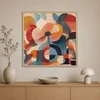 WallXpert uramljena slika na platnu Cc-K-Ah-1005, apstraktni cvet i geometrijski oblici u toplim tonovima, 60 x 60 cm