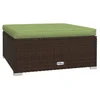 Vidaxl Vrtni stolček za noge z blazino rjav 70x70x30 cm poli ratan