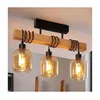 Brilagi - Površinsko montiran lestenec WOOD GLASS 3xE27/60W/230V borovica/črna/dimna rjava