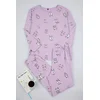 Trendyol Lilac 100 Cotton Eye Patterned T-shirt-Jogger Knitted Pajama Set