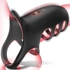 SuperLove Vibrating Adjustable Penis Sleeve with App Black