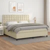 Vidaxl Box spring postelja z vzmetnico krem 200x200 cm umetno usnje