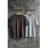 Trendyol Anthracite-Grey Oversize 2 Pack Basic 100% Cotton T-Shirt