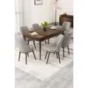 Hanah Home trpezarijski set Rax, sto na razvlačenje i 6 stolica, ploča u dekoru drveta Baroque, siva tkanina Babyface
