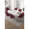 Hanah Home trpezarijski set Via, sto na razvlačenje i 6 stolica, bela ploča, bordo tkanina Jerry