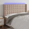 vidaXL LED posteljno vzglavje kapučino 183x16x118/128 cm umetno usnje