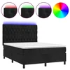 Vidaxl Box spring postelja z vzmetnico LED črna 140x200 cm žamet