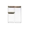 PET tegli set od 3 komada 10x10x8,2 cm 10x10x15,2 10x10x24,3 cm drvo i staklo prozirne