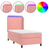 Vidaxl Box spring postelja z vzmetnico LED roza 90x190 cm žamet