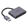 Unitek UNITEK USB-A - HDMI in VGA Adapter, Full HD, Moški in Ženski Priključek, 2 Zaslon, Aluminijasto Ohišje, 15 cm, 1920 x 1080, 60 Hz, Siva