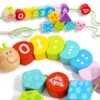 Tooky Toy Leseni bloki za nitkanje Gosenica Učenje štetja 20 el.