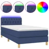 Vidaxl Box spring postelja z vzmetnico LED modra 100x200 cm blago