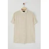 Trendyol Beige Limited Edition Regular Fit Striped Textured Summer Shirt